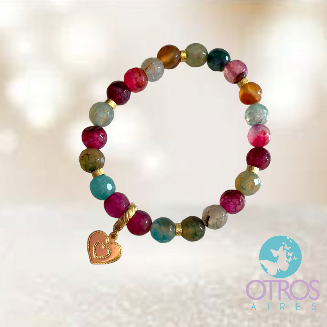 Pulsera ágata multicolor  - Amor y autoconfianza